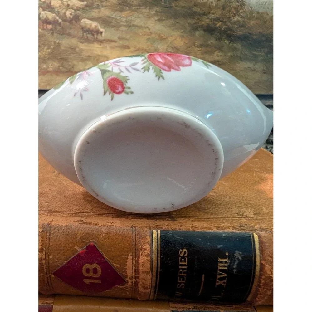 Vintage Porcelain Floral Oil Lamp with Ephemera 3x5